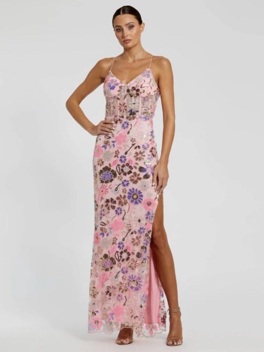 Mac Duggal Size 2 Pink 68718 Sequin Beaded Sleeveless Formal Gown Dress NWT Prom